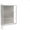 Waddell Display Case Of Ghent Edge Lighted Floor Case, Harbor Back, Satin Frame, 12" Frosty White Base, 48"W x 76"H x 20"D 94LFHB-SN-FW